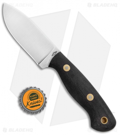 Battle Horse Knives Fox Hound Flat Fixed Blade Knife Black Micarta (3.4" Satin)