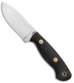 Battle Horse Knives Fox Hound Flat Fixed Blade Knife Black Micarta (3.4" Satin)