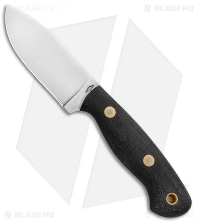 Battle Horse Knives Fox Hound Flat Fixed Blade Knife Black Micarta (3.4" Satin)