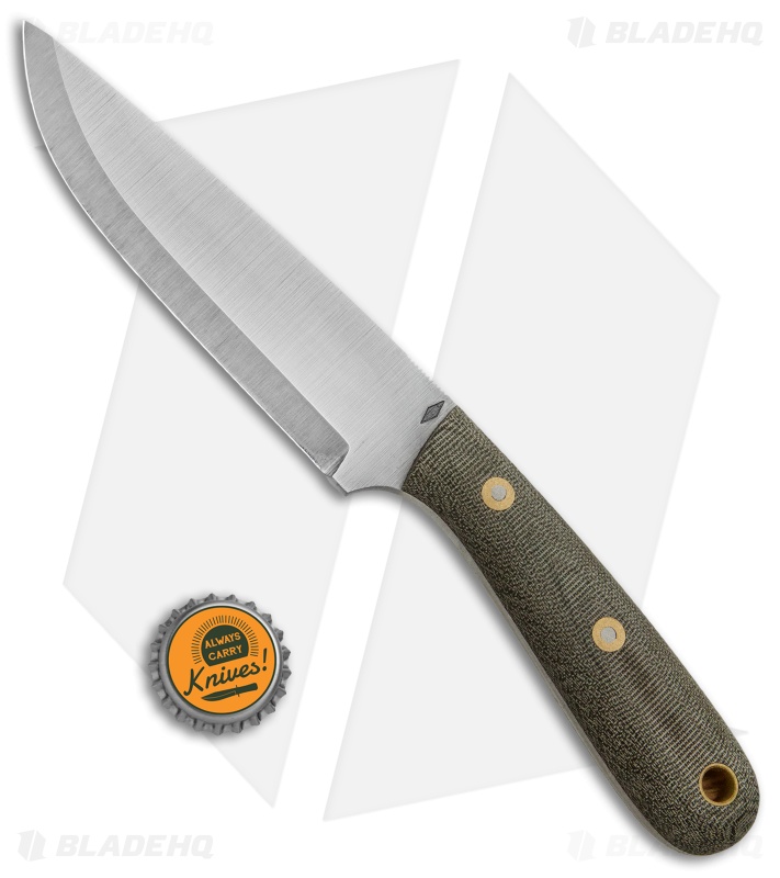 Battle Horse Knives Highlander Knife OD Green Micarta (5.5" Satin Scandi) BHK 