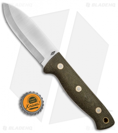 Battle Horse Knives Smoky Mtn. Razor Fixed Blade OD Green Micarta (4" Satin) BHK