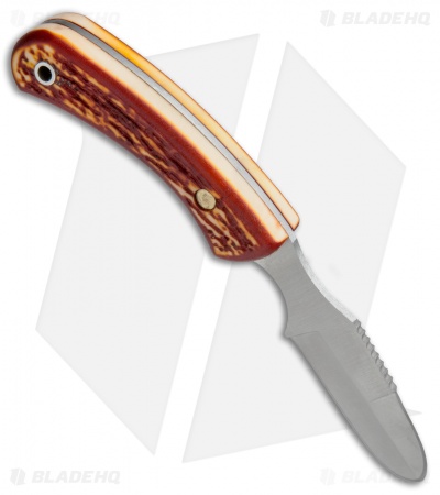 Bear and Son Knives Ergonomic Skinner Fixed Blade Sim Stag (3.37" Satin) SD43