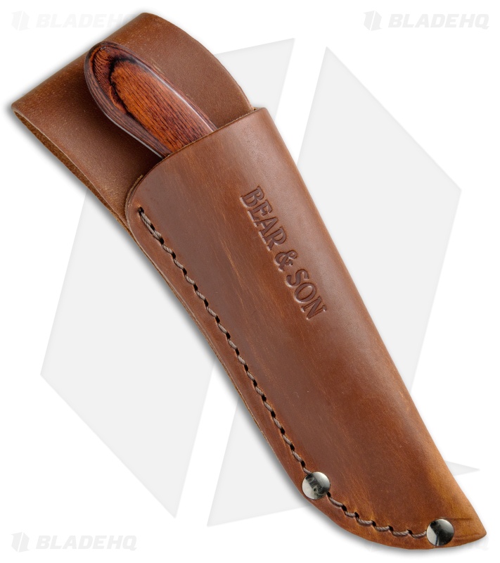 Bear & Son Caper Fixed Blade Rosewood Handle w/ Leather Sheath (3.1" Satin)