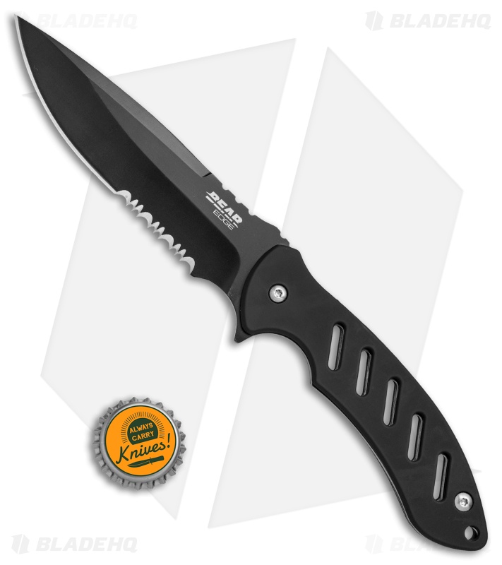 Bear Edge Brisk 1.0 Fixed Blade Knife Black (4.75" Black) 61517