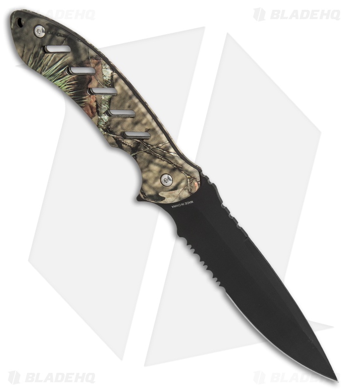 Bear Edge Brisk 1.0 Fixed Blade Knife Mossy Oak Camo (4.75" Black) 61518