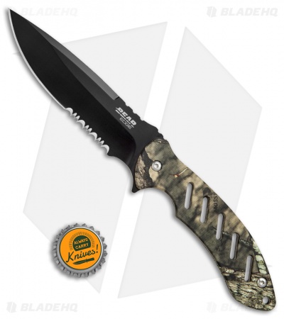Bear Edge Brisk 1.0 Fixed Blade Knife Mossy Oak Camo (4.75" Black) 61518