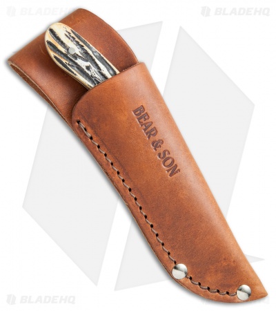 Bear & Son Caper Fixed Blade Knife Genuine India Stag (3" Satin)