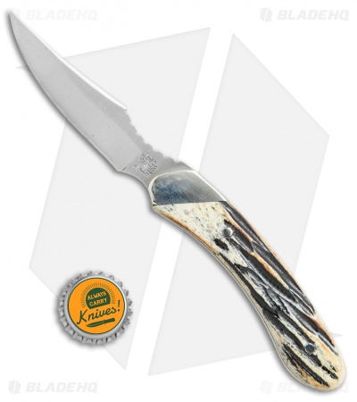 Bear & Son Caper Fixed Blade Knife Genuine India Stag (3" Satin)