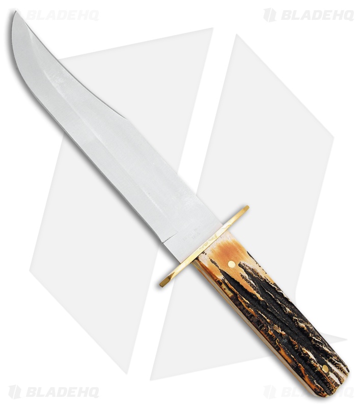 Bear & Son American Bowie Fixed Blade Knife India Stag Bone (9" Satin) 502