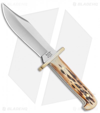 Bear and Son Baby Bowie Fixed Blade Knife India Stag Bone (3.5" Satin ) 500 1/2