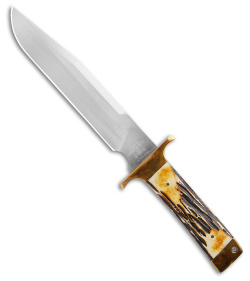 Bear and Son Freedom Fighting Bowie D2 Fixed Blade India Stag Bone (9" Satin)