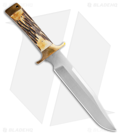Bear and Son Freedom Fighting Bowie D2 Fixed Blade India Stag Bone (9" Satin)
