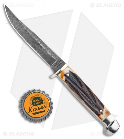 Bear & Son Hunter Fixed Blade Knife India Stag (3.125" Damascus) 563D