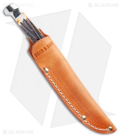 Bear & Son Hunter Fixed Blade Knife India Stag (3.125" Damascus) 563D