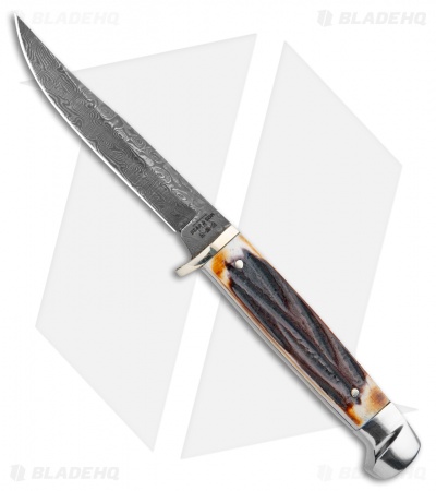 Bear & Son Hunter Fixed Blade Knife India Stag (3.125" Damascus) 563D