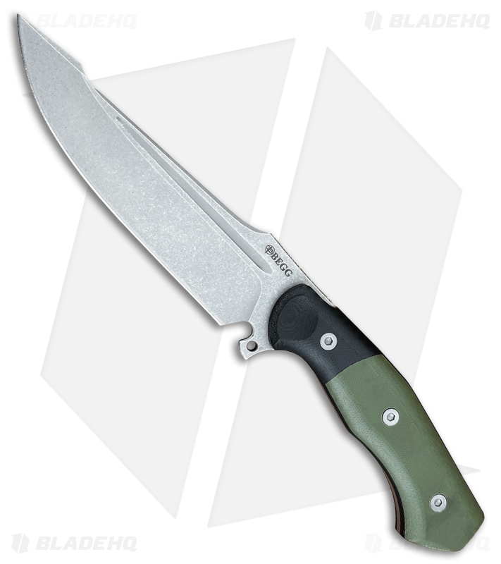 Begg Knives Alligator Fixed Blade Knife Black/Green G-10
