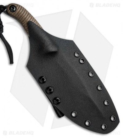 Behring Made Technical Badlander Fixed Blade Knife OD Green Micarta (4.9" Black)