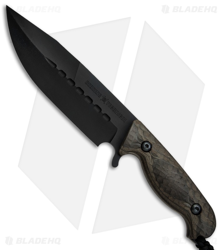 Behring Made Technical F-1 Fixed Blade Knife OD Green Micarta (7" Black)