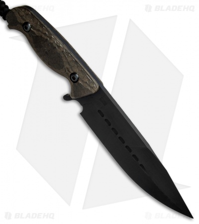 Behring Made Technical F-1 Fixed Blade Knife OD Green Micarta (7" Black)