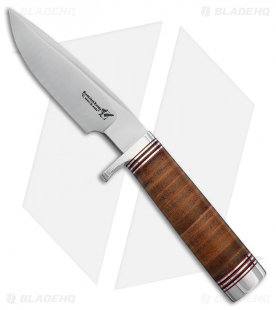 BlackJack Classic Model 124 Fixed Blade Knife Stacked Leather (7" Satin)