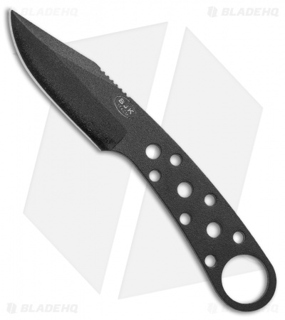 BlackJack Knives Model 155 Black Neck Knife Fixed Blade (3" Black)