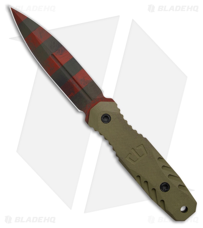 Blackside Customs Phase 7SDM Fixed Blade Knife Green G10(4.5" Red/Black)
