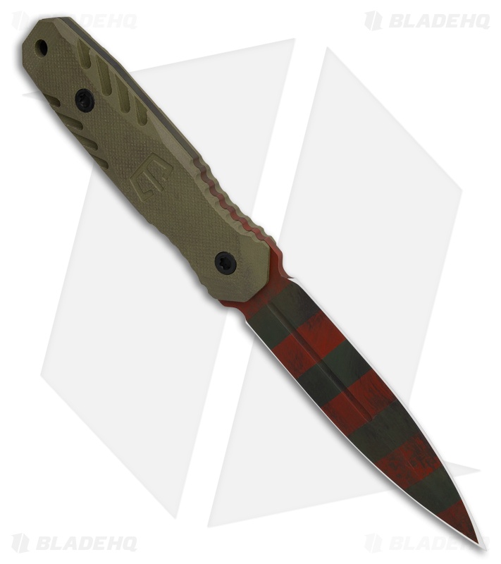 Blackside Customs Phase 7SDM Fixed Blade Knife Green G10(4.5" Red/Black)
