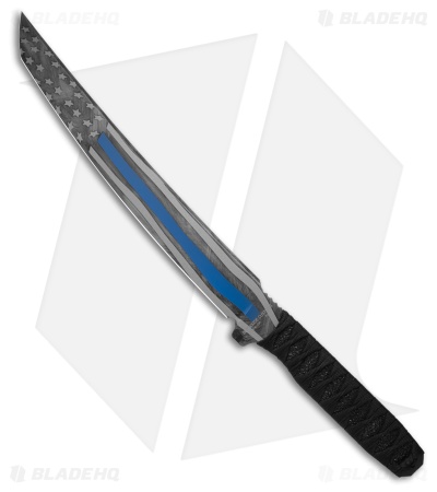 Blackside Customs Tokyo Drifter Fixed Blade Sword Blue Line (15.00" Blackwash)