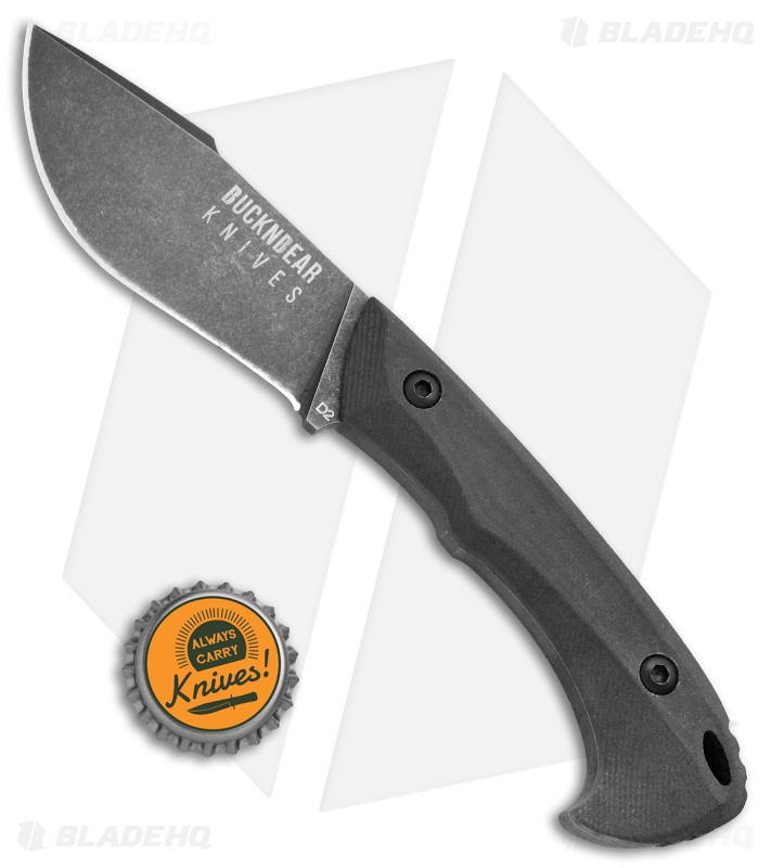 Buck N Bear Dark Piranha Fixed Blade Knife Black G-10 (3.5" Black SW)