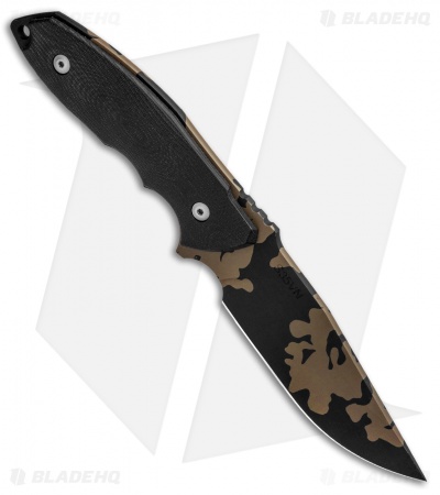 Burnley Knives BRNLY Huck Fixed Blade Knife Black G-10 (4.5" Bronze Camo)