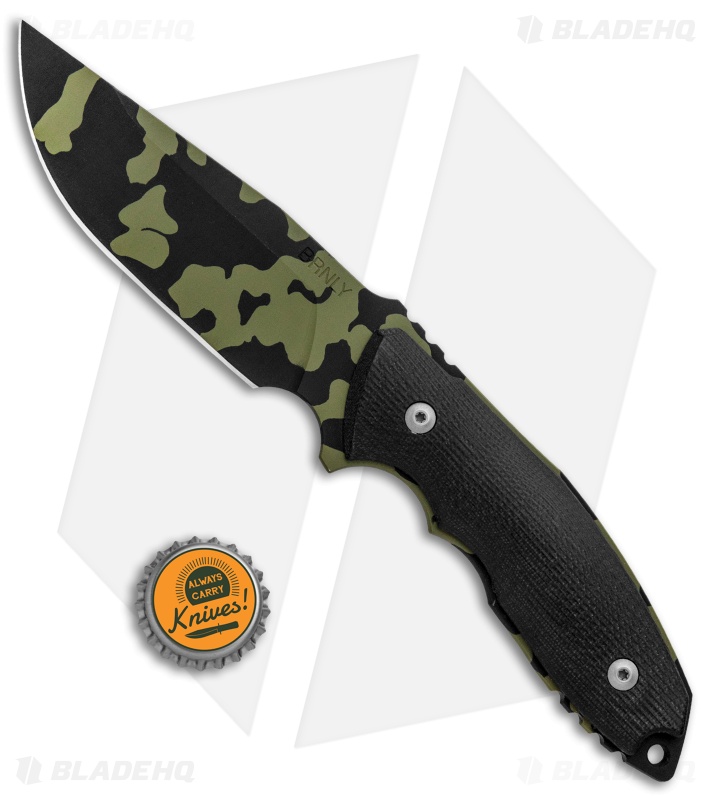 Burnley Knives BRNLY Huck Fixed Blade Knife Black G-10 (4.5" OD Green Camo)