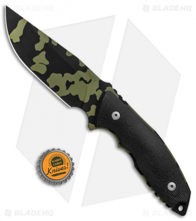 Burnley Knives BRNLY Huck Fixed Blade Knife Black G-10 (4.5" OD Green Camo)