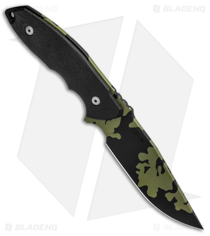 Burnley Knives BRNLY Huck Fixed Blade Knife Black G-10 (4.5" OD Green Camo)