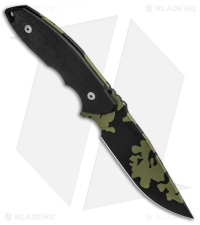 Burnley Knives BRNLY Huck Fixed Blade Knife Black G-10 (4.5" OD Green Camo)