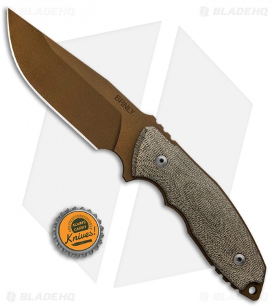 Burnley Knives BRNLY Huck Fixed Blade Knife Green Canvas Micarta (4.5" Bronze)