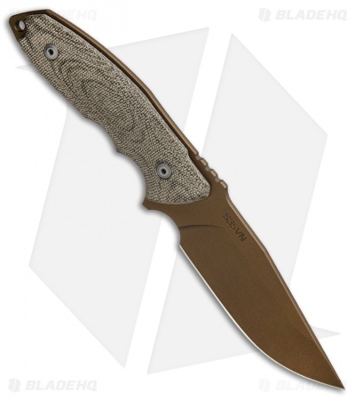 Burnley Knives BRNLY Huck Fixed Blade Knife Green Canvas Micarta (4.5" Bronze)