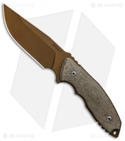 Burnley Knives BRNLY Huck Fixed Blade Knife Green Canvas Micarta (4.5" Bronze)