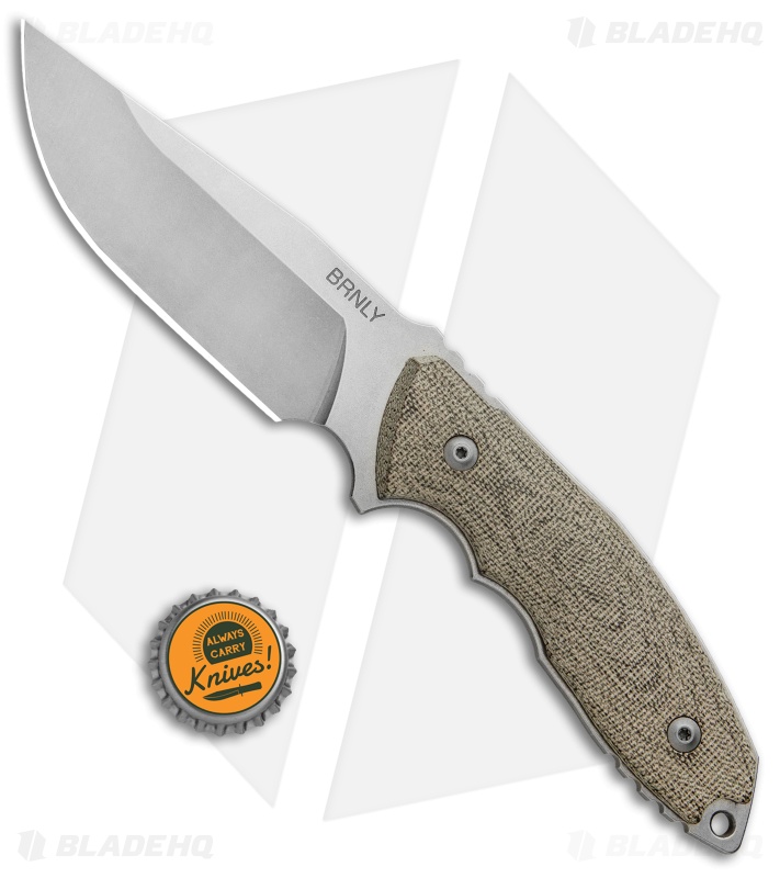 Burnley Knives BRNLY Huck Fixed Blade Knife Green Canvas Micarta (4.5" SW)