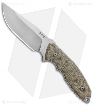 Burnley Knives BRNLY Huck Fixed Blade Knife Green Canvas Micarta (4.5" SW)