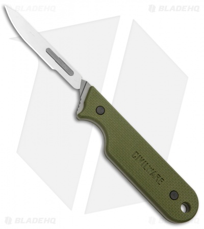 Civilware IBK (Interchangeable Blade Knife) Fixed Blade OD Green G-10 (3" Satin)