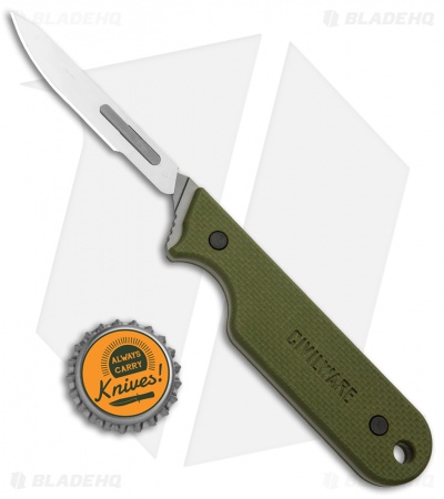 Civilware IBK (Interchangeable Blade Knife) Fixed Blade OD Green G-10 (3" Satin)