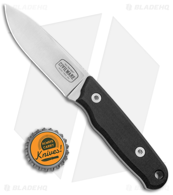 Civilware Packer Fixed Blade Knife Black G-10 (3.25" Satin) 
