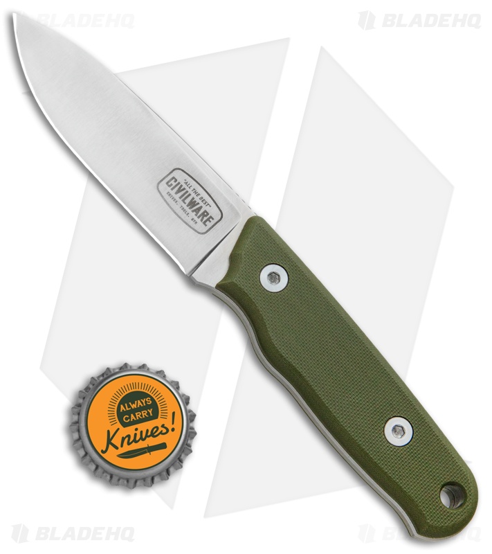 Civilware Packer Fixed Blade Knife OD Green  G-10 (3.25" Satin) 