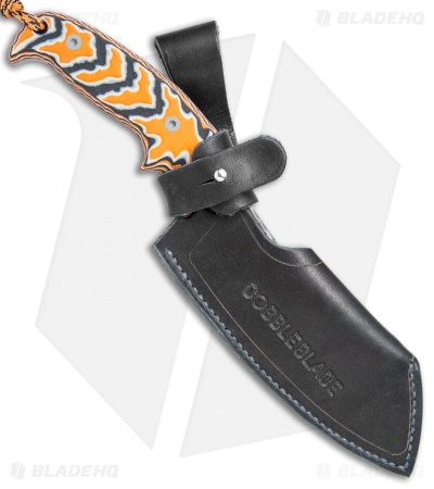 Cobble Blade Harpoon Fixed Blade Knife Sculpted Orange G-10 (10" Acid SW)