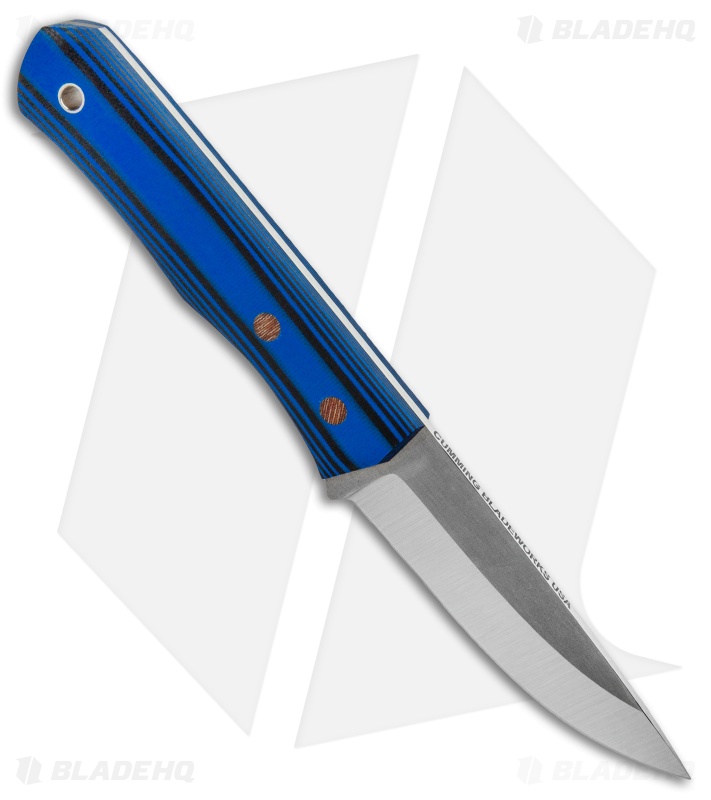 Cumming Bladeworks Bushmaster Fixed Blade Black/Blue G-10 (3.75" Satin)