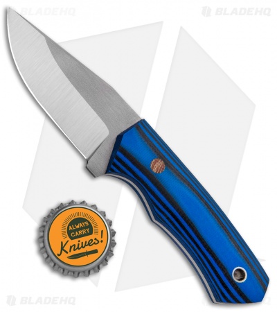 Cumming Bladeworks Palm Tac Fixed Blade Knife Black/Blue G-10 (2.8" Satin)