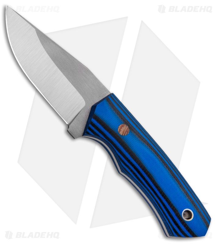 Cumming Bladeworks Palm Tac Fixed Blade Knife Black/Blue G-10 (2.8" Satin)