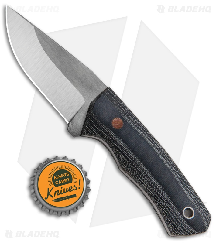 Cumming Bladeworks Palm Tac Fixed Blade Knife Black Canvas Micarta (2.8" Satin)