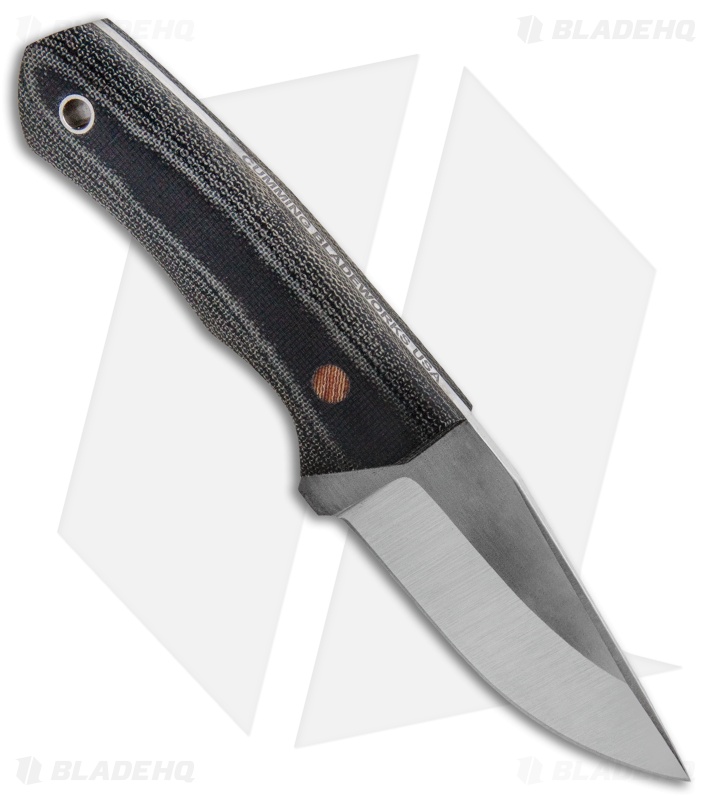 Cumming Bladeworks Palm Tac Fixed Blade Knife Black Canvas Micarta (2.8" Satin)