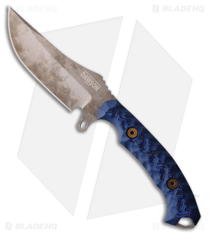 Dawson Knives Woodsman Fixed Blade Knife Black/Blue G-10 (3.6" Monsoon)